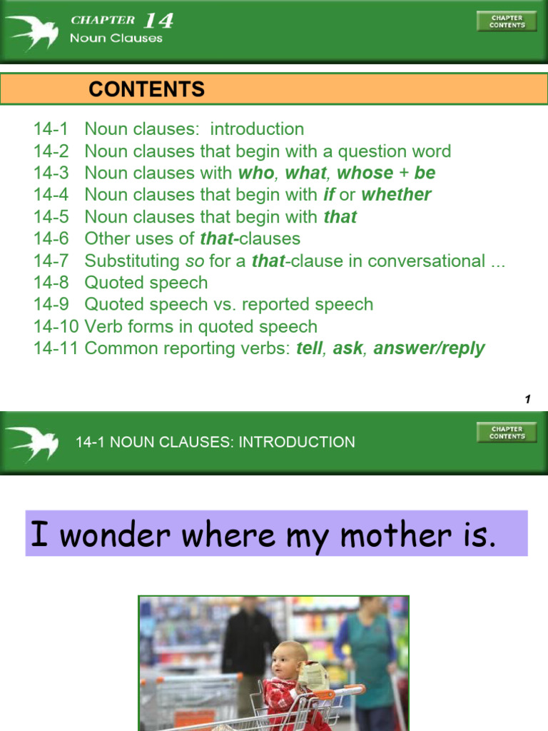 Noun Clauses in Speech Types | PDF | Verb | Clause