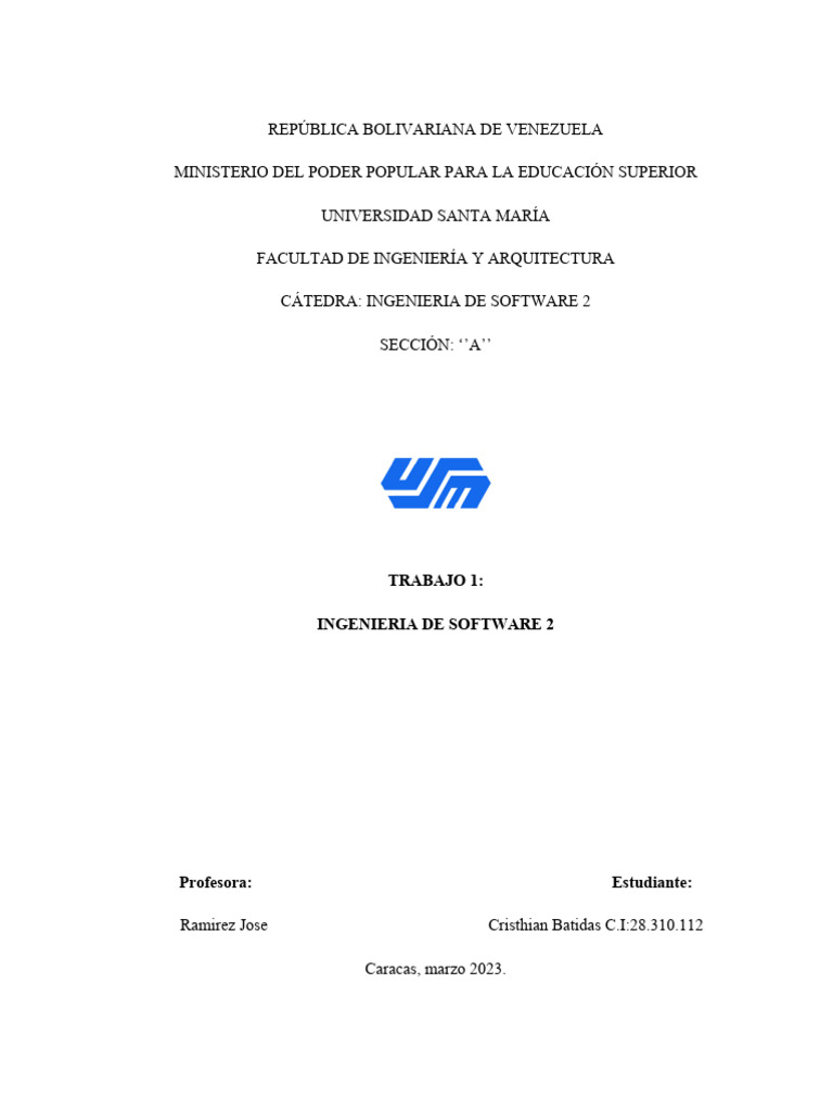 Trabajo 1 ing software 2 pdf software ingenier a de software