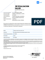 Certificado de Evaluacion Laboral de Salud: Folio: 0005034257