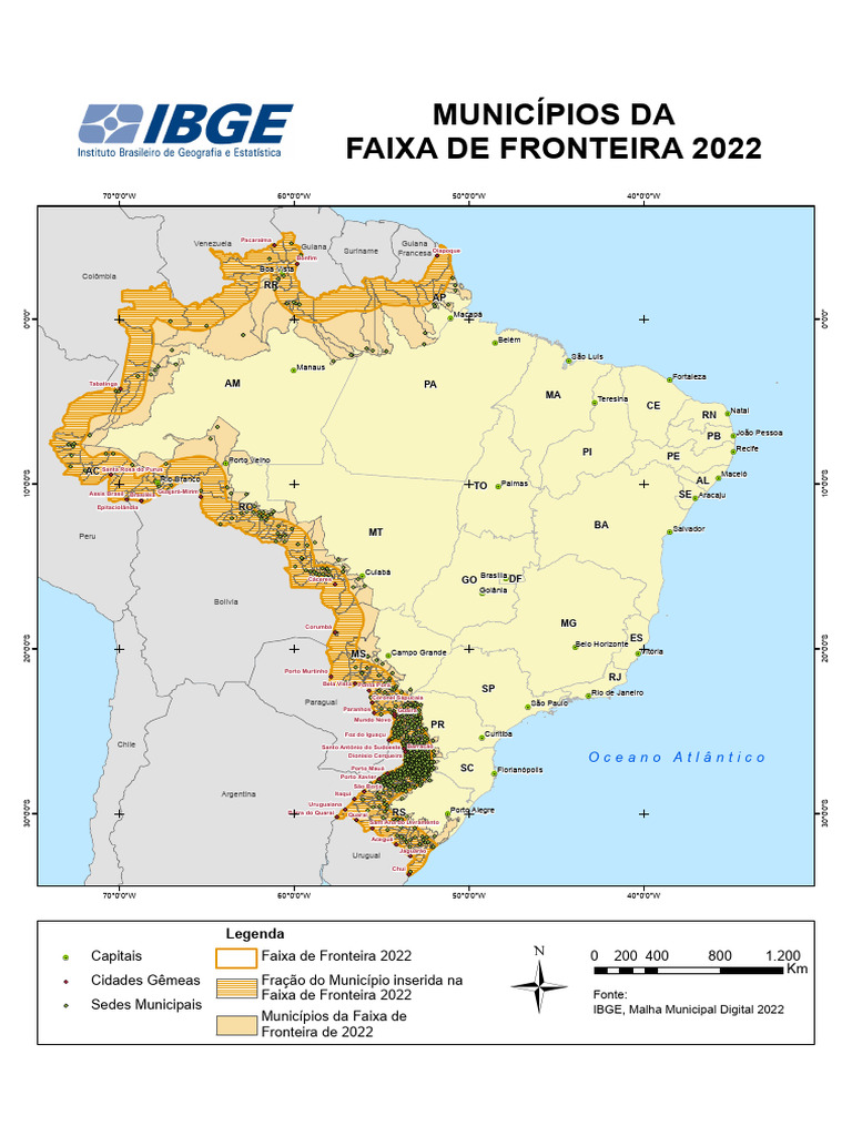 Municípios da Faixa de Fronteira 2022 | PDF | América do Sul | Brasil