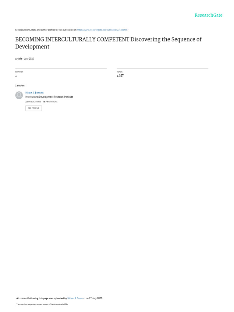 Intercultural Competence Development Guide | PDF | Experience | Cross ...