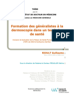 Formation Des Généralistes À La Dermoscopie Dans Un Territoire de Santé