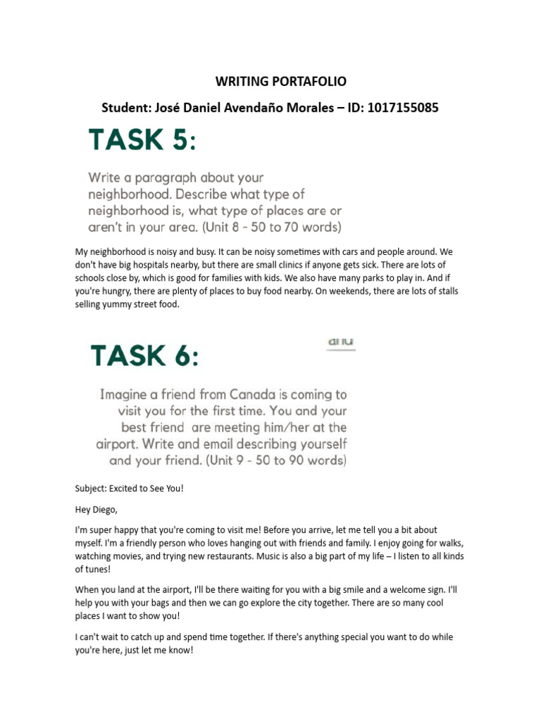 José's Writing Portfolio Highlights | PDF