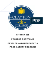 Sitxfsa 008 Project Portfolio Develop and Implement A Food Safety Program