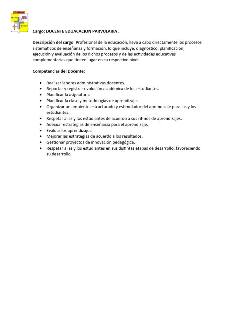 Rol de La Educadora y Asistente de Aula | PDF | Maestros | Aprendizaje