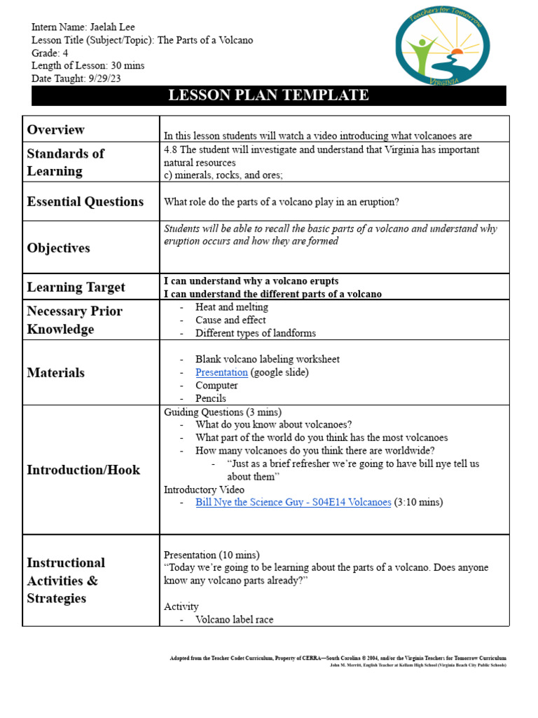 Understanding Volcano Parts for Kids | PDF | Volcano | Lesson Plan