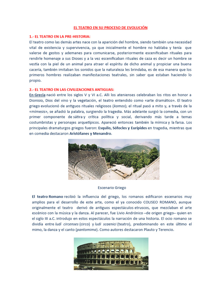 Evolución del Teatro a lo Largo de la Historia | PDF | Teatro ...