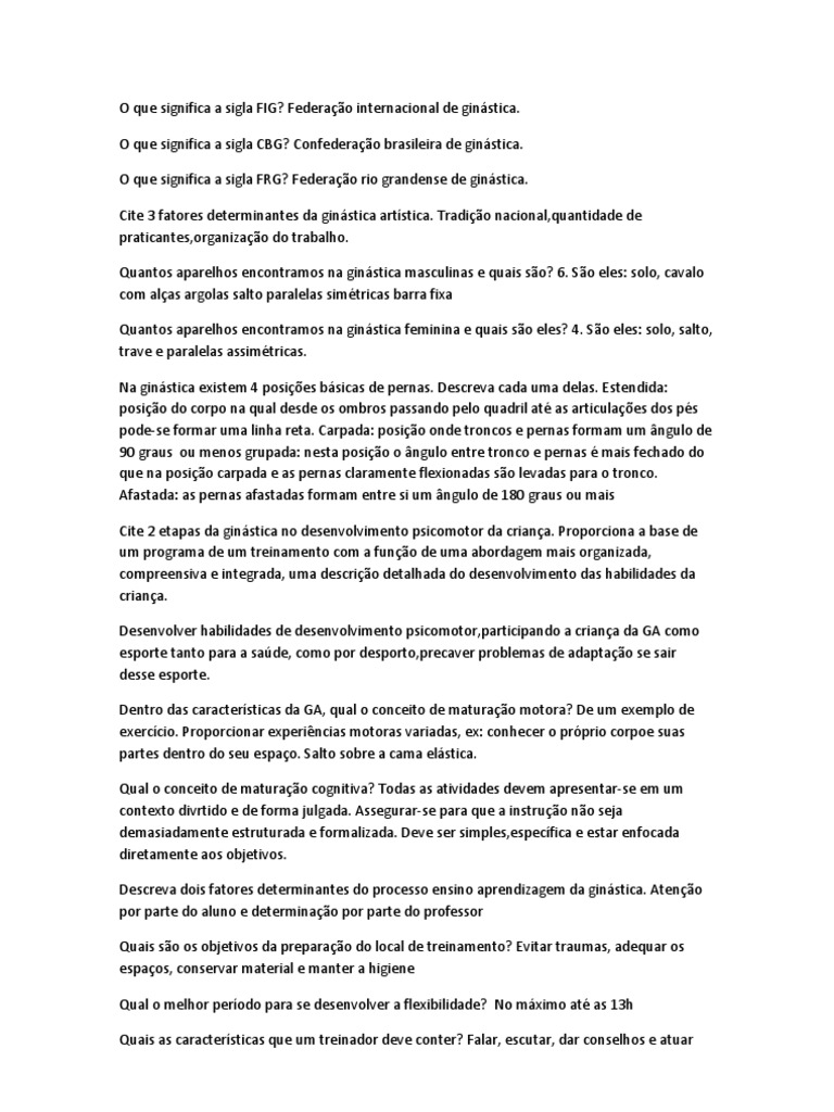 Significado da sigla FIG na ginástica | PDF | Ginástica | Esportes
