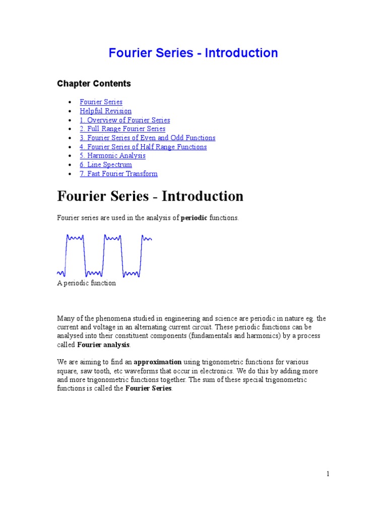 Introduction to Fourier Series Analysis | PDF | Trigonometric Functions ...