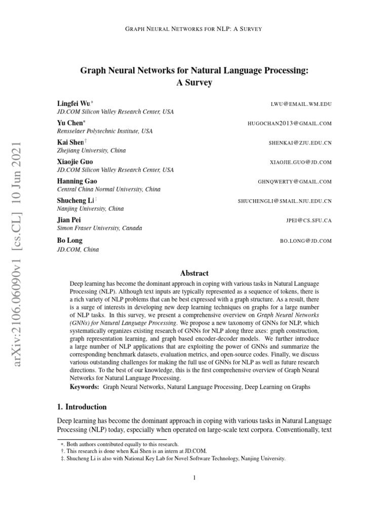 Graph Neural Networks For Natural Language Processing: A Survey | PDF ...