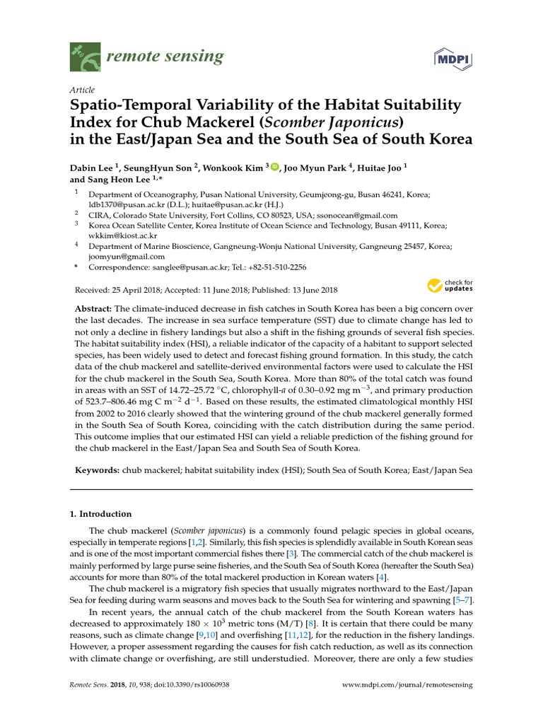 Spatio-Temporal Variability of The Habitat Suitability | PDF | Sea | Oceans