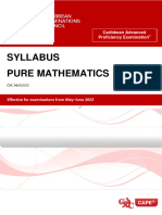 CAPE Pure Mathematics NEW Syllabus & Specimen - Papers