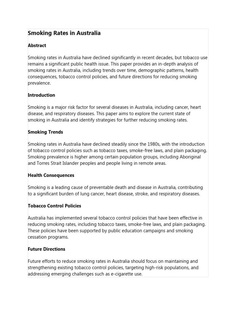 Smoking Rates in Australia | PDF