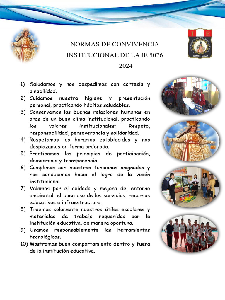 Normas de Convivencia IE 5076 2024 | PDF