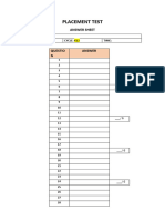 Placement Test Answer Sheet Kids Courses - Part 1