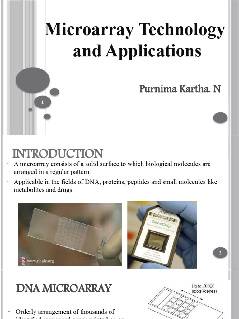 Microarray Technology and Applications: Purnima Kartha. N | PDF | Dna ...