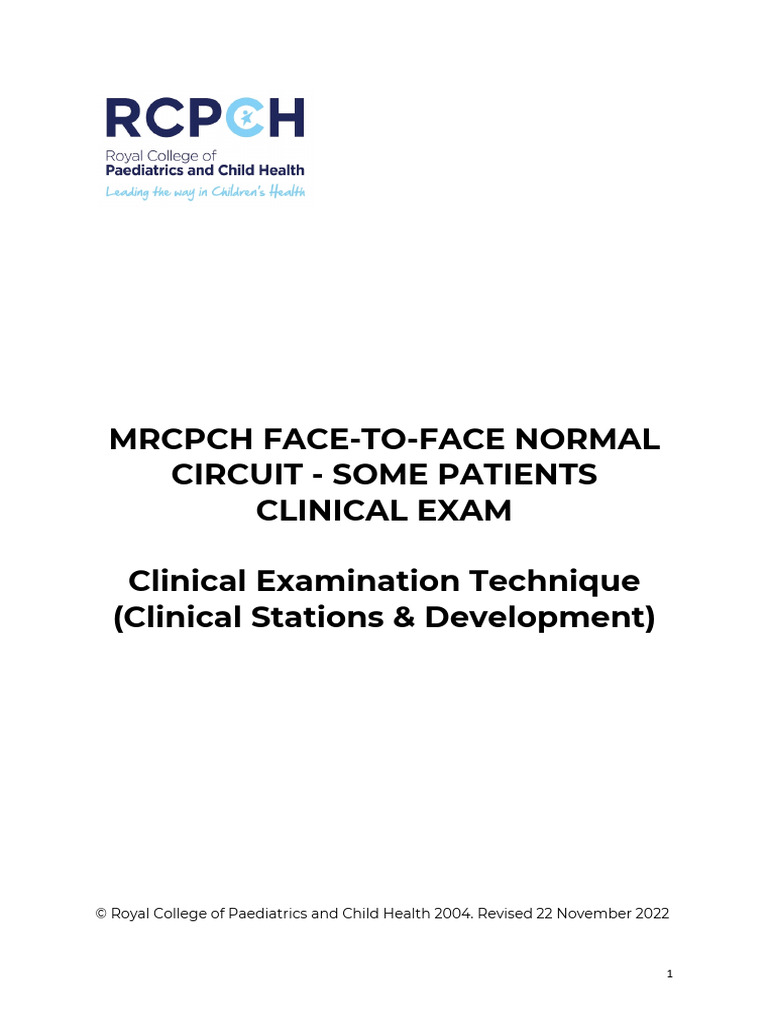MRCPCH F2F Normal Circuit Some Patients Clinical Exam Technique ...