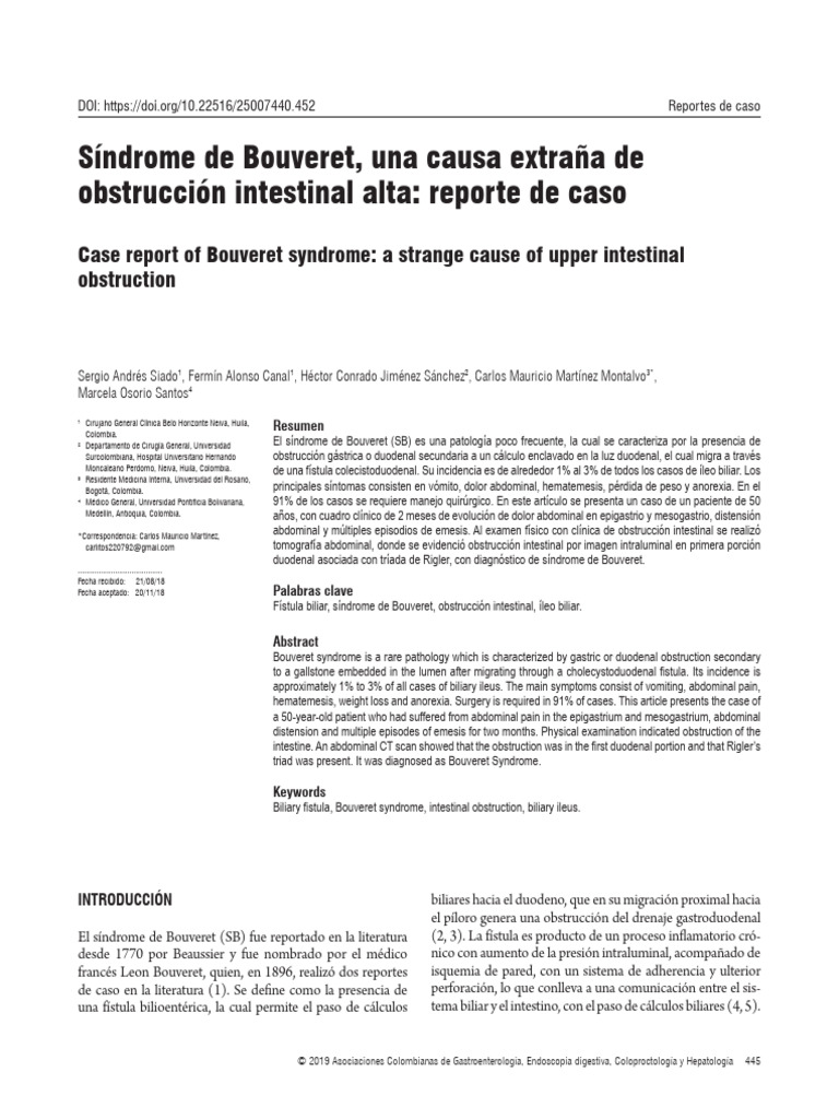 Sindrome Bouveret | PDF | Especialidades Medicas | Gastroenterologa