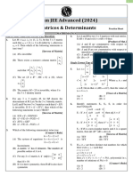 Matrices & Determinants - Practice Sheet - Varun JEE Advanced 2024