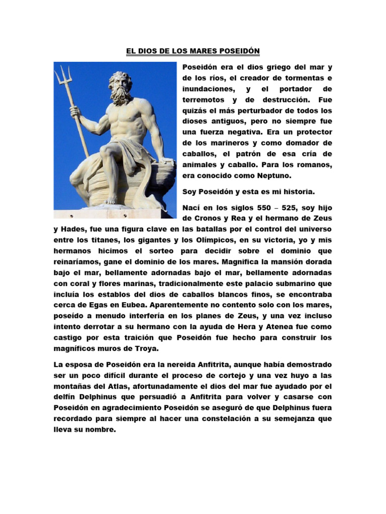Poseidón: Dios del Mar y sus Atributos | PDF | infierno | Doce olímpicos