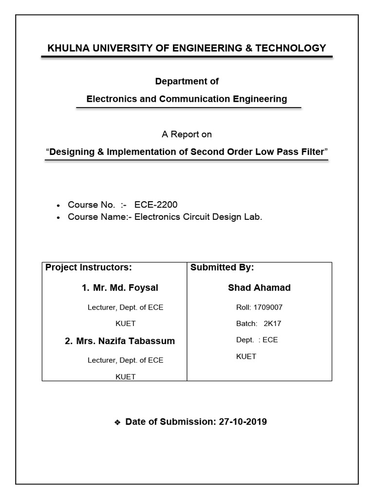 Low Pass Filter Report | PDF | Electronic Filter | Low Pass Filter
