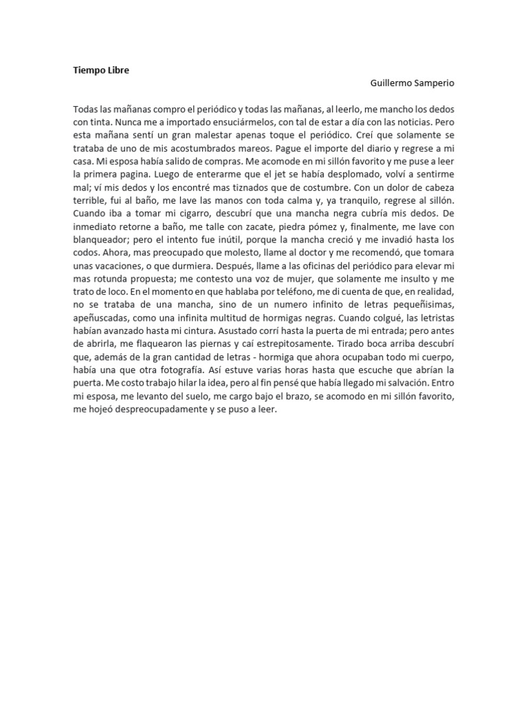 Tiempo libre de guillermo samperio pdf