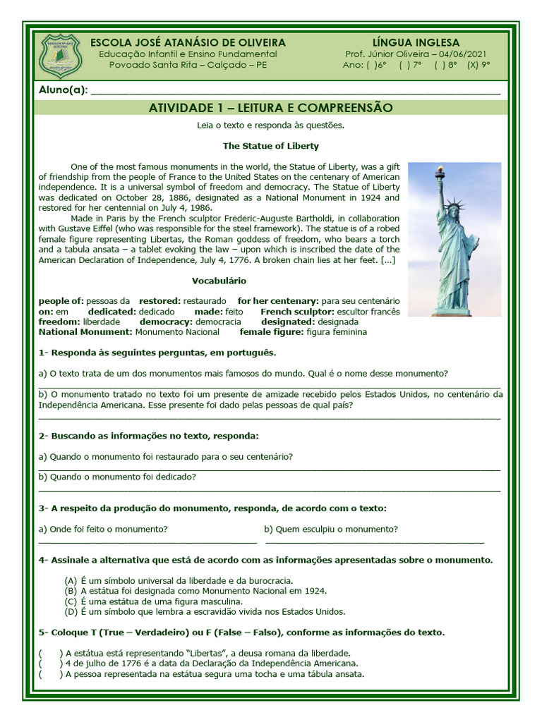 Apostila de Inglês para 9º Ano | PDF | Artes Linguísticas e Disciplina