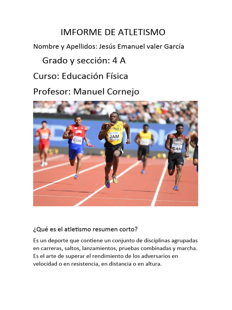 Imforme de Atletismo | PDF | Deporte del atletismo
