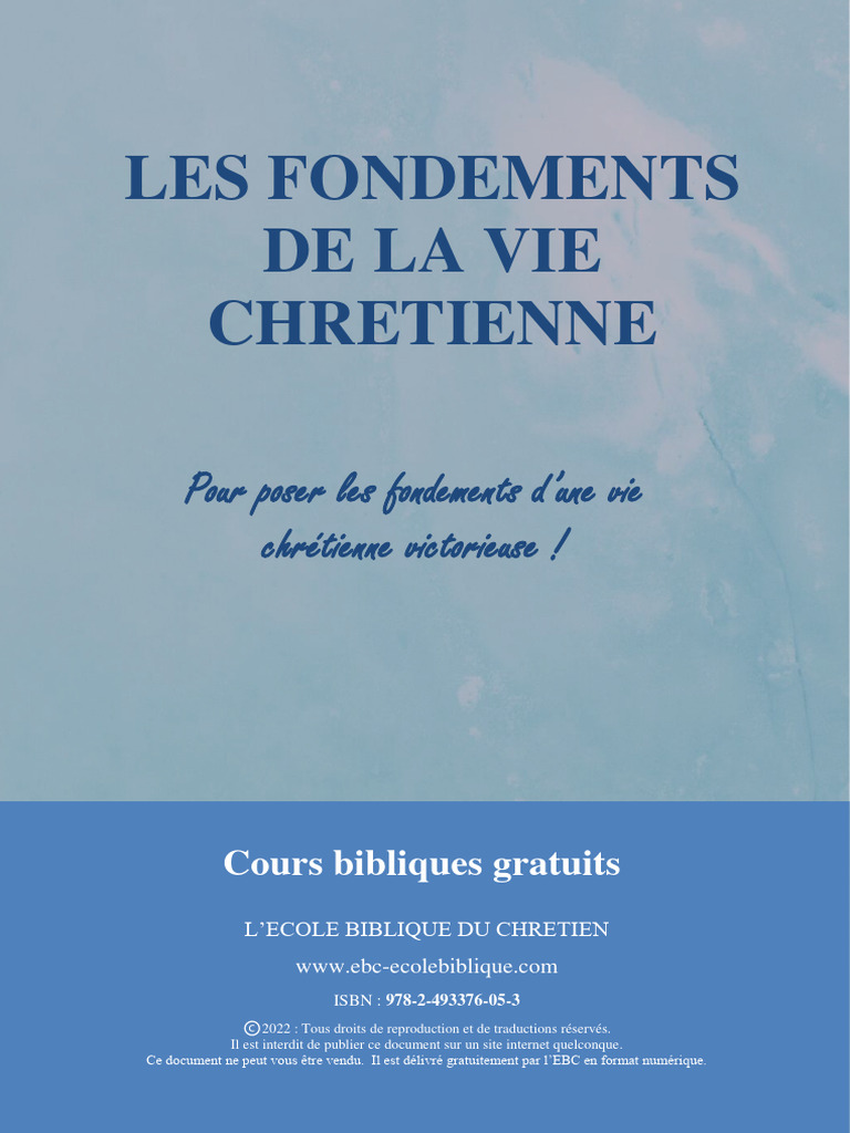 Fondements de la Vie Chrétienne | PDF | Baptisme | Moïse