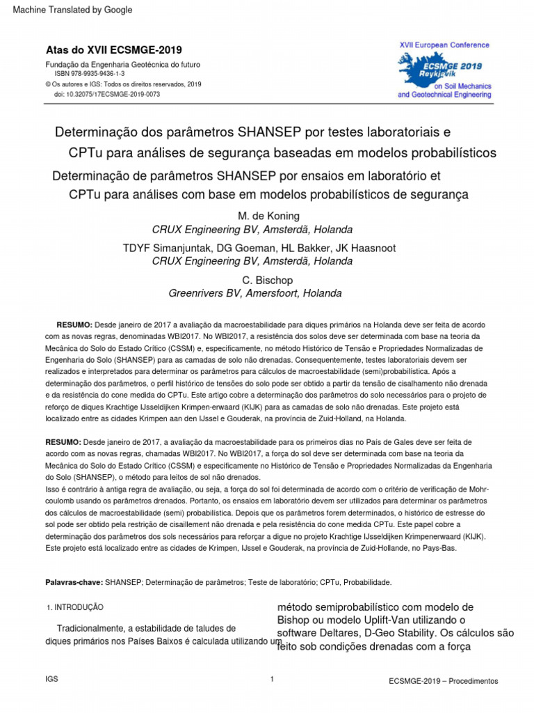 Parâmetros SHANSEP em Análise de Diques | PDF | Solo | Estresse (Mecânica)