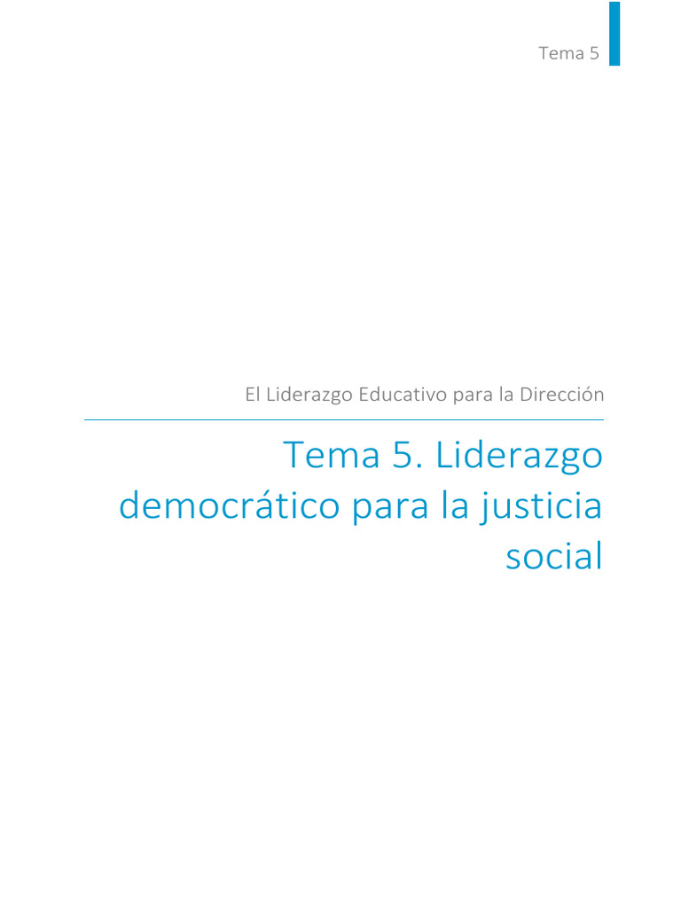Tema 5. Liderazgo Democrático para La Justicia Social | PDF | Inclusión ...