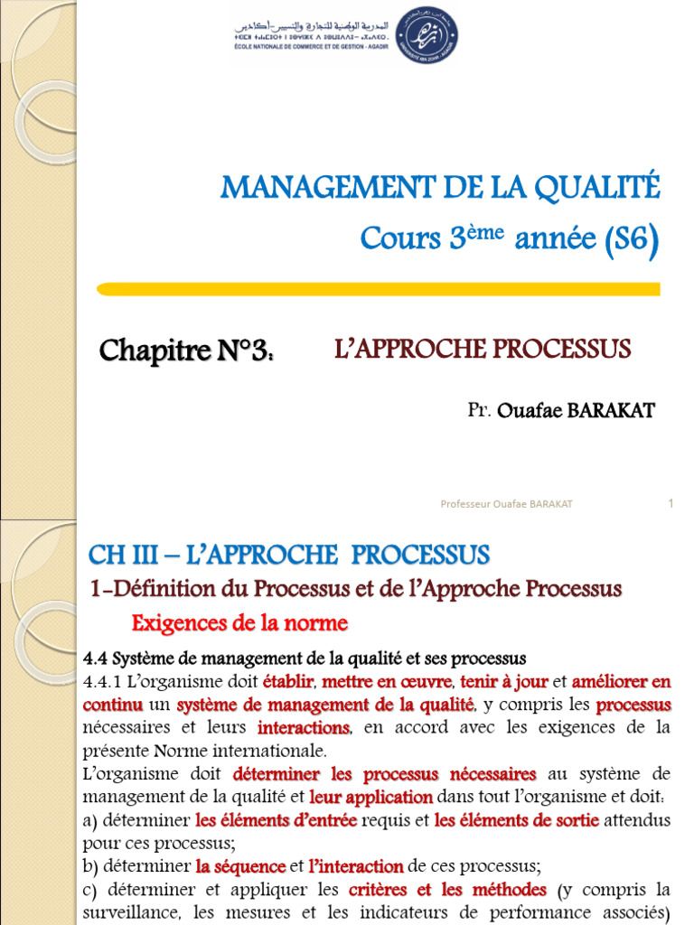 Approche Processus en Management Qualité | PDF | Management de la ...