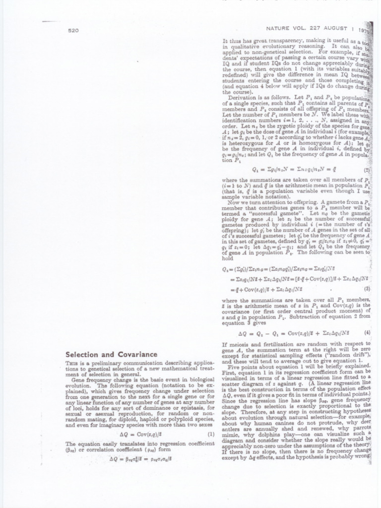 Mathematical Model of Natural Selection | PDF | Evolution | Ploidy