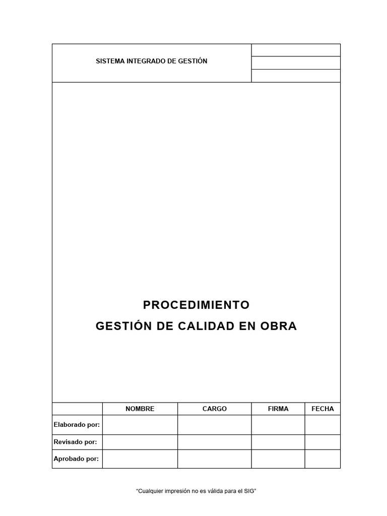 Gestión de Calidad en Proyectos de Construcción | PDF | Calidad ...