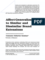 Affect Generalization To Similar and Dissimilar Brand Extensions