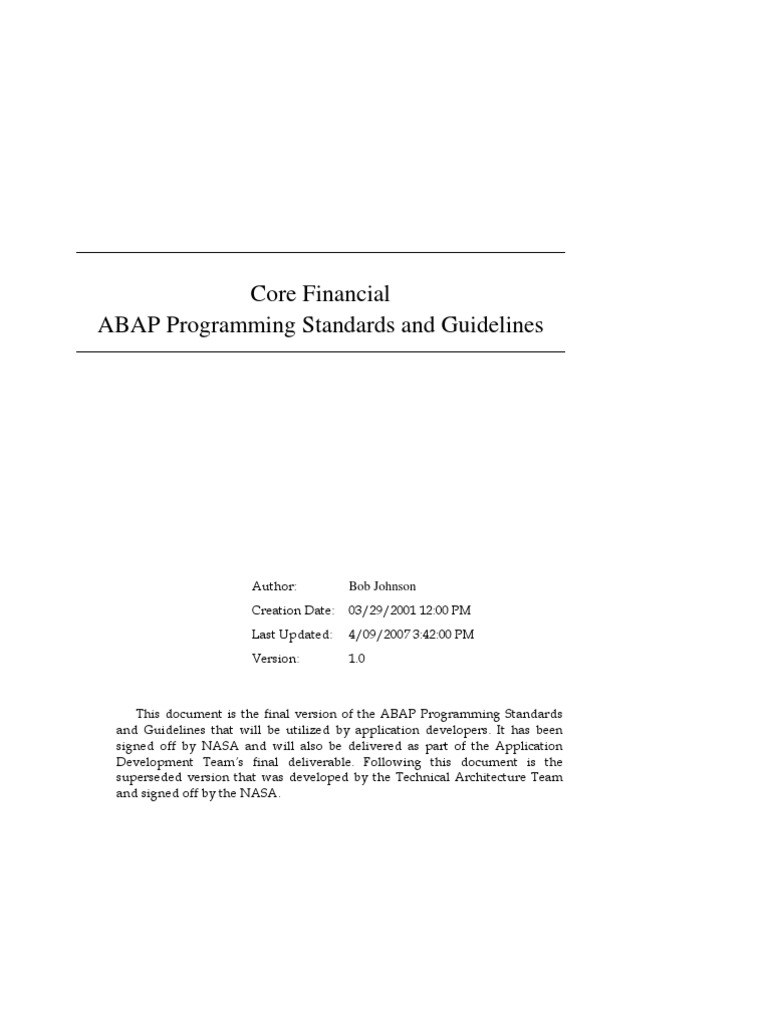 ABAP Programming Standards | PDF | Subroutine | Database Index