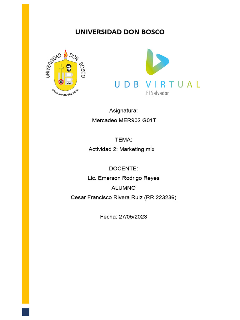 Actividad 2 Marketing Mix | PDF | Marketing | Business