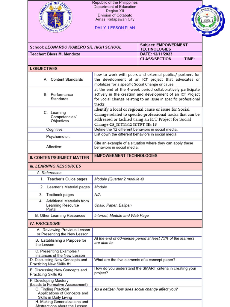 Empowerment Technology Module 18 Plan | PDF | Educational Technology ...
