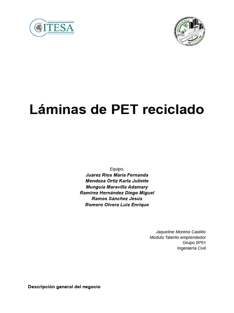 Láminas de PET Reciclado para Construcción | PDF | Calidad (comercial ...