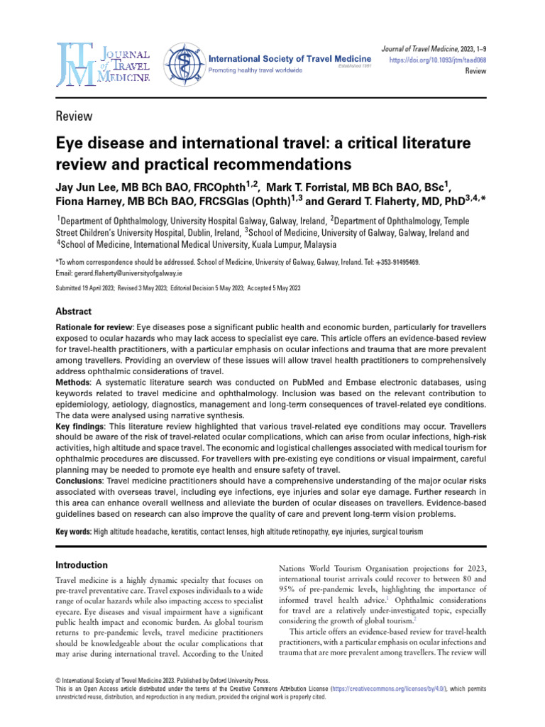 Eye Health Risks for Travelers: Review | PDF | Contact Lens | Visual ...