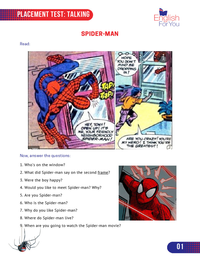 Spider-Man Language Arts Placement Test | PDF | Language Arts ...