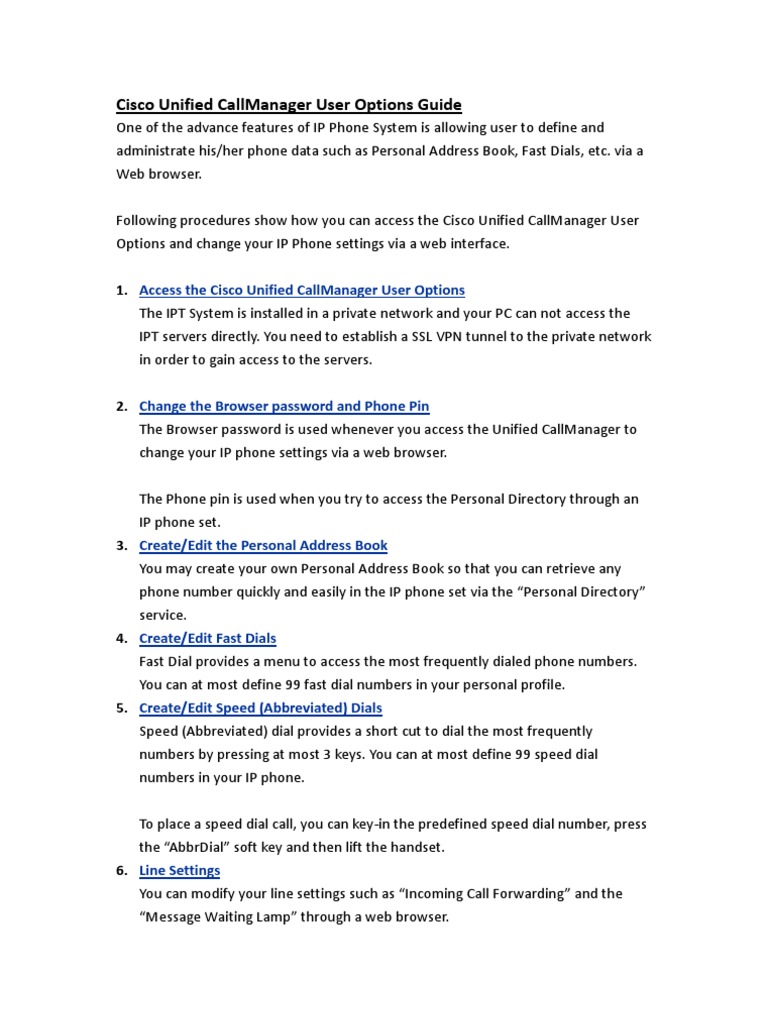 Configuring User Settings and Phone Features Using the Cisco Unified ...
