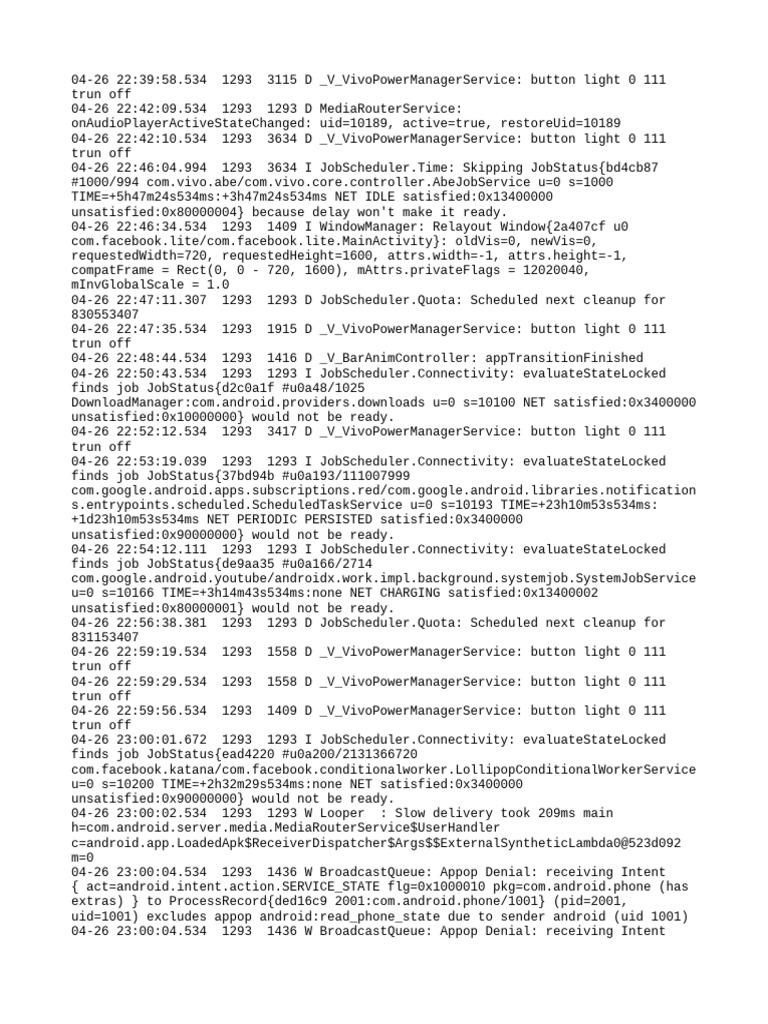 Vivo Power Manager Service Logs | PDF | Software | Operating System ...