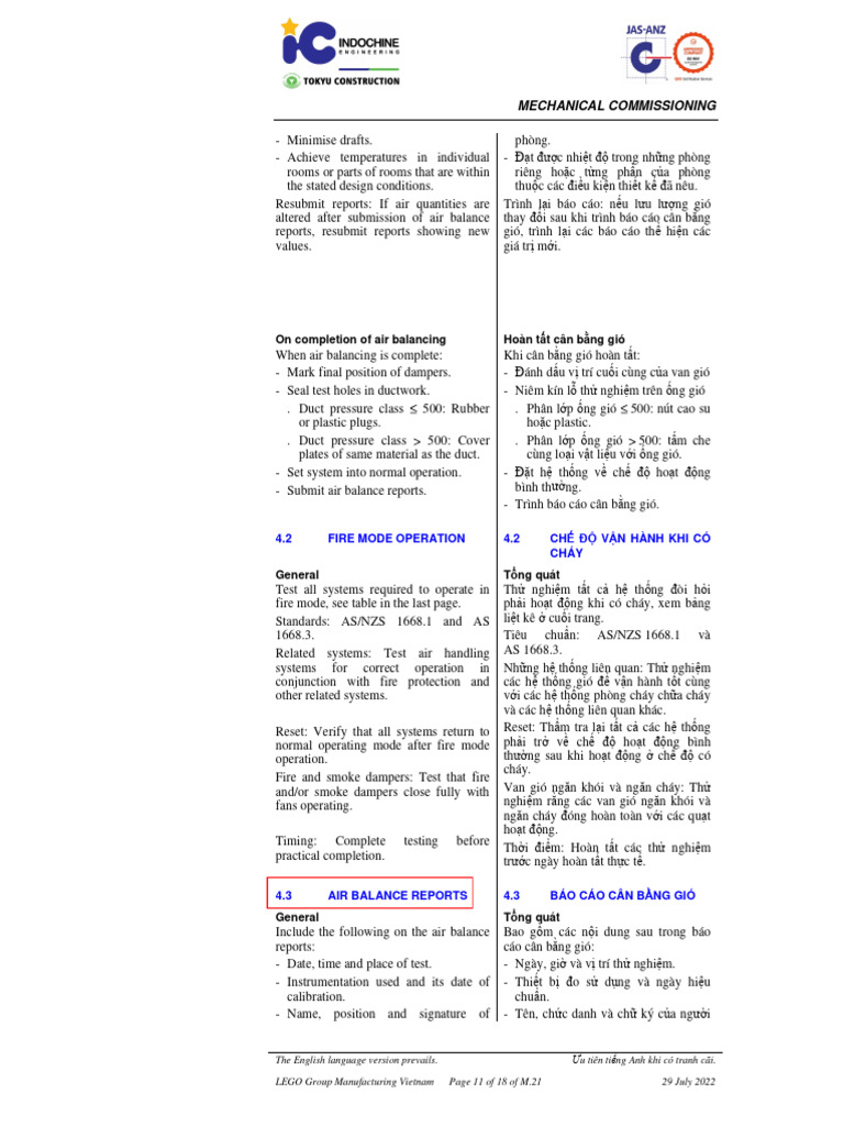 APPENDIX-5.5 Specification - Air Balancing Report Requirement | PDF