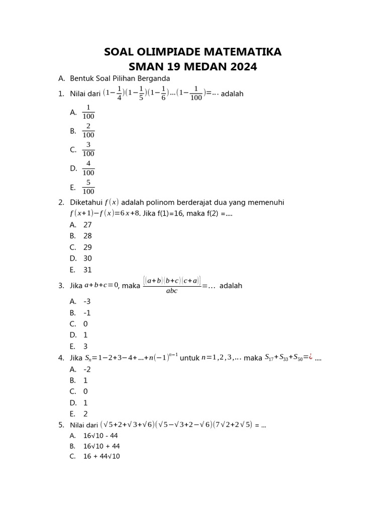 Soal OSN Matematika SMA 2024 | PDF