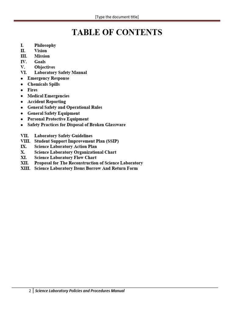 Science Laboratory Policies and Procedures Manual PDF Laboratories