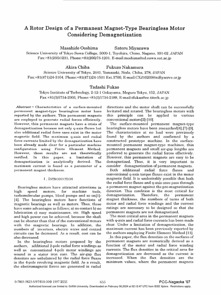 A Rotor Design of A Permanent Magnet-Type Bearingless Motor Considering ...