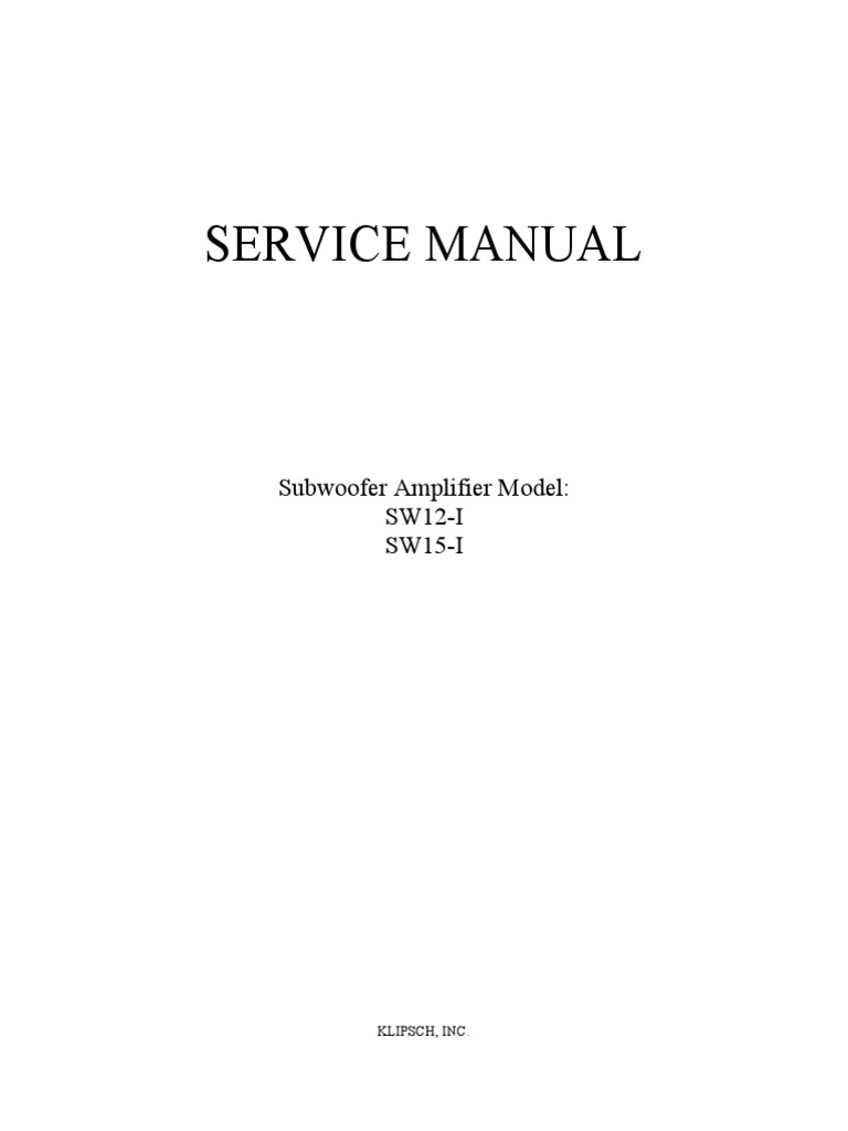 KLIPSCH Computer Speaker Service Manual PDF Amplifier Loudspeaker