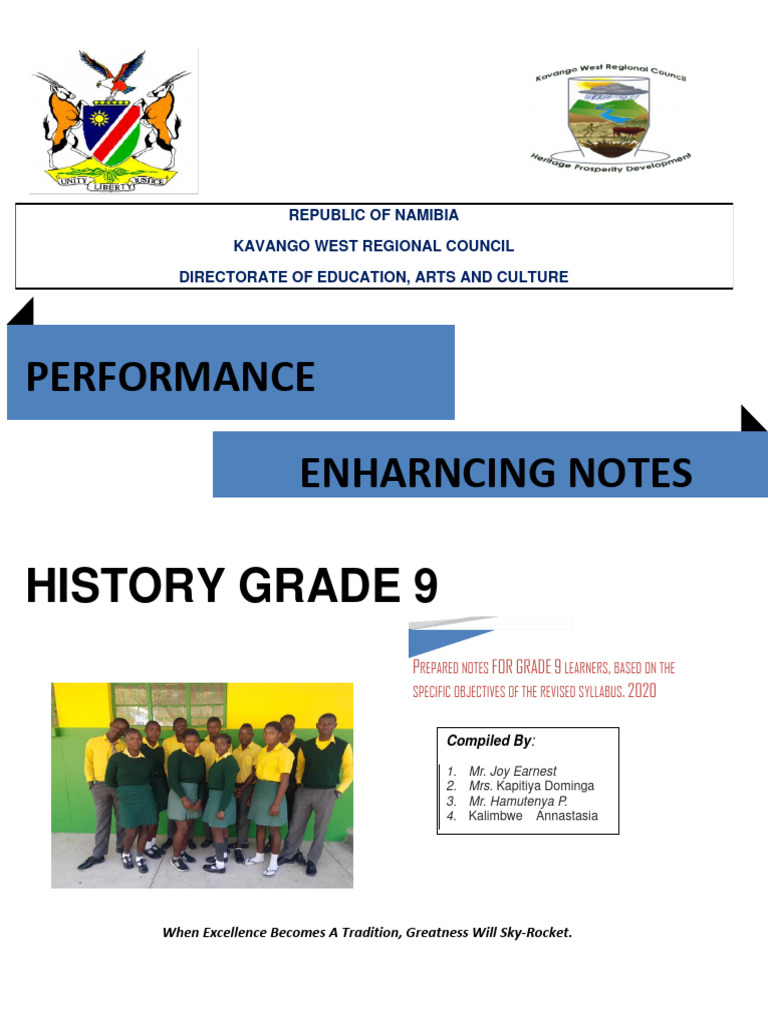 Grade 9 History Notes: Namibia 2020 | PDF | Namibia