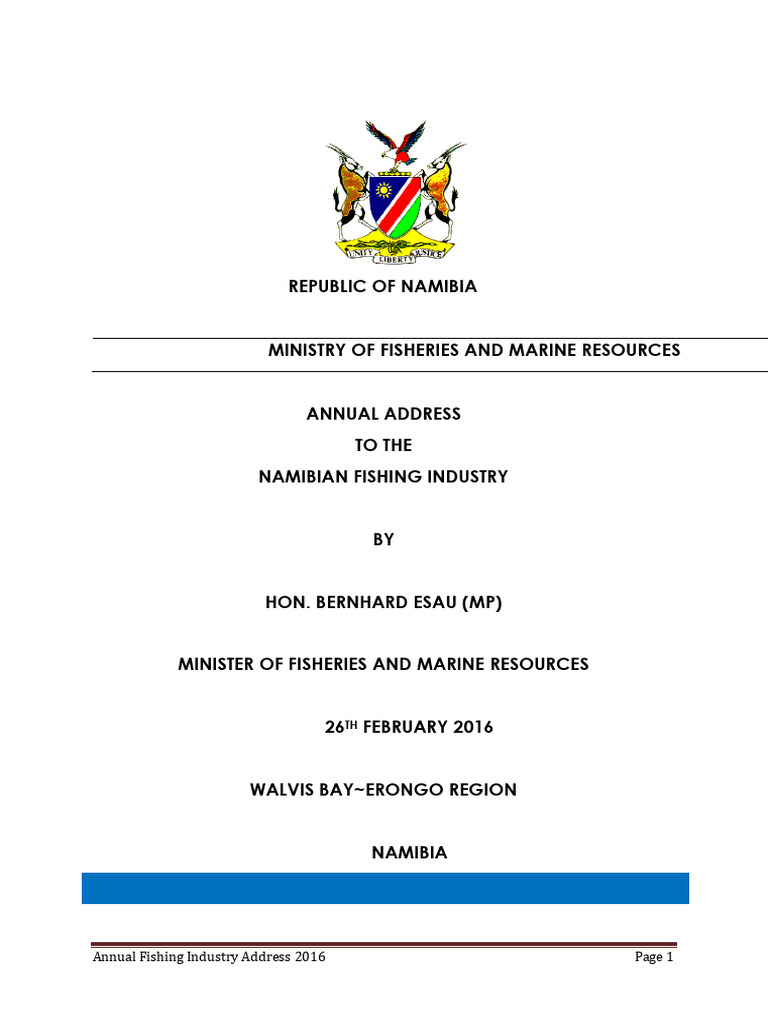 Namibian Fishing Industry Address 2016 | PDF | Investing | Namibia